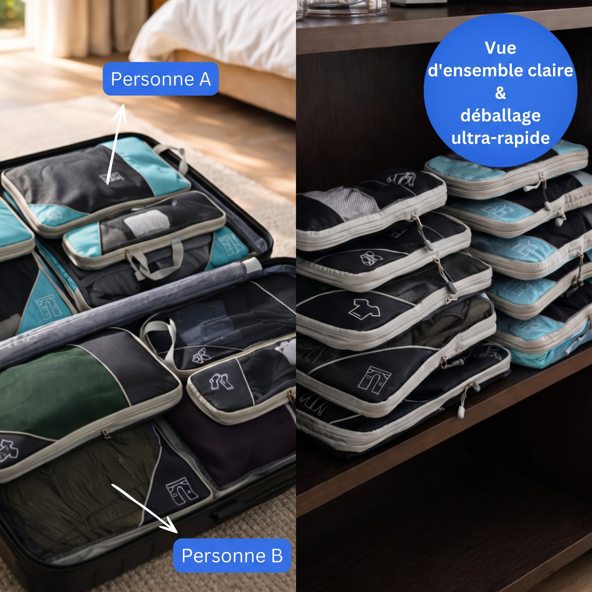Kit Organisateur de Valise à Compression — 6 pièces
