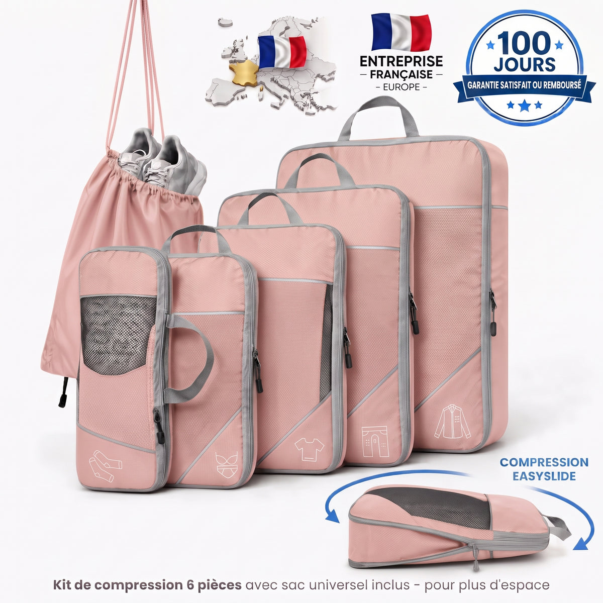 Kit Organisateur de Valise à Compression — 6 pièces