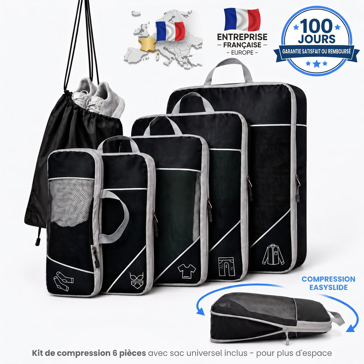 Kit Organisateur de Valise à Compression — 6 pièces