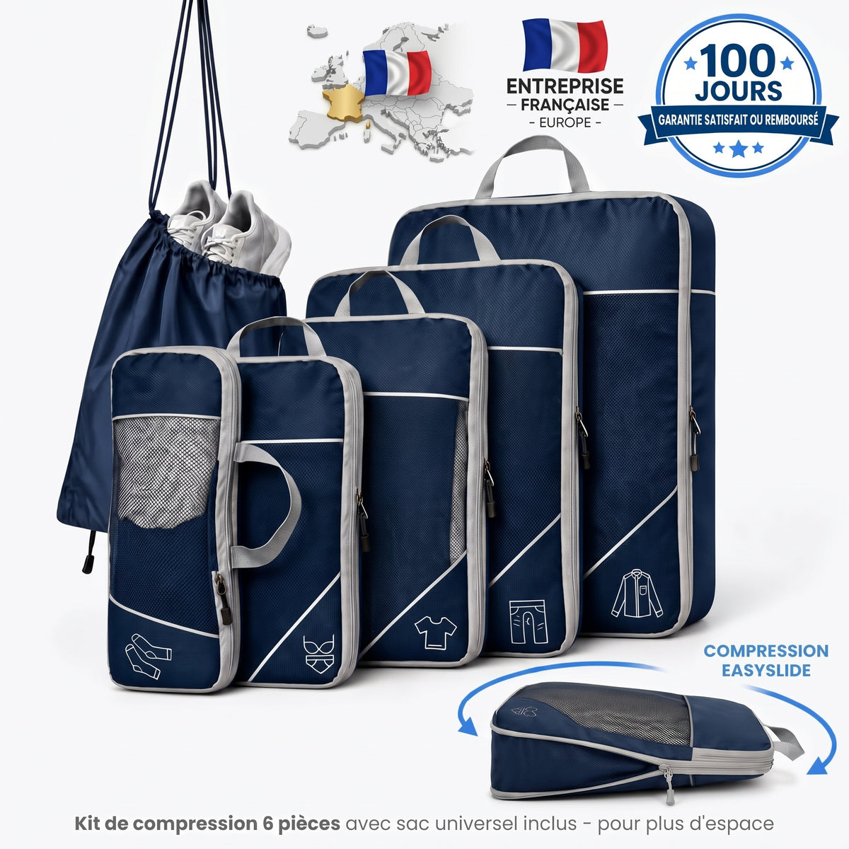 Kit Organisateur de Valise à Compression — 6 pièces